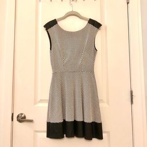 Black & White Dress w/ Faux Leather